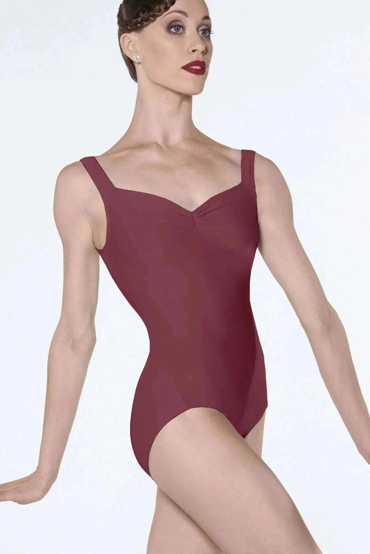 Faustine tank leotard for women and girls with sweetheart neckline and microfiber fabric