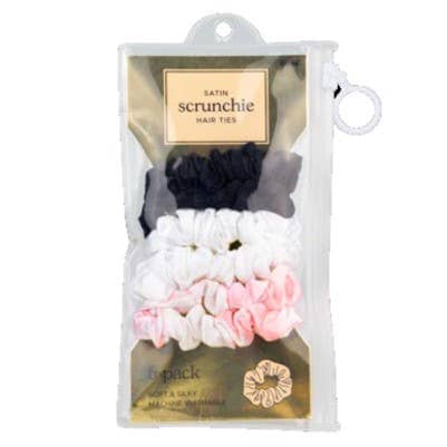 Lindo Satin Scrunchie Hair Ties (6pcs/set) - Small Size Hair Accessories Lindo Light Pink WT BK 