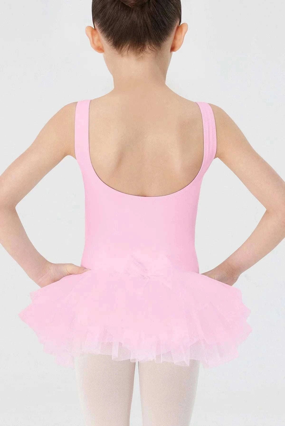 Noisette tutu skirted leotard dress for girls with bow and layered tulle