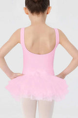 Noisette tutu skirted leotard dress for girls with bow and layered tulle