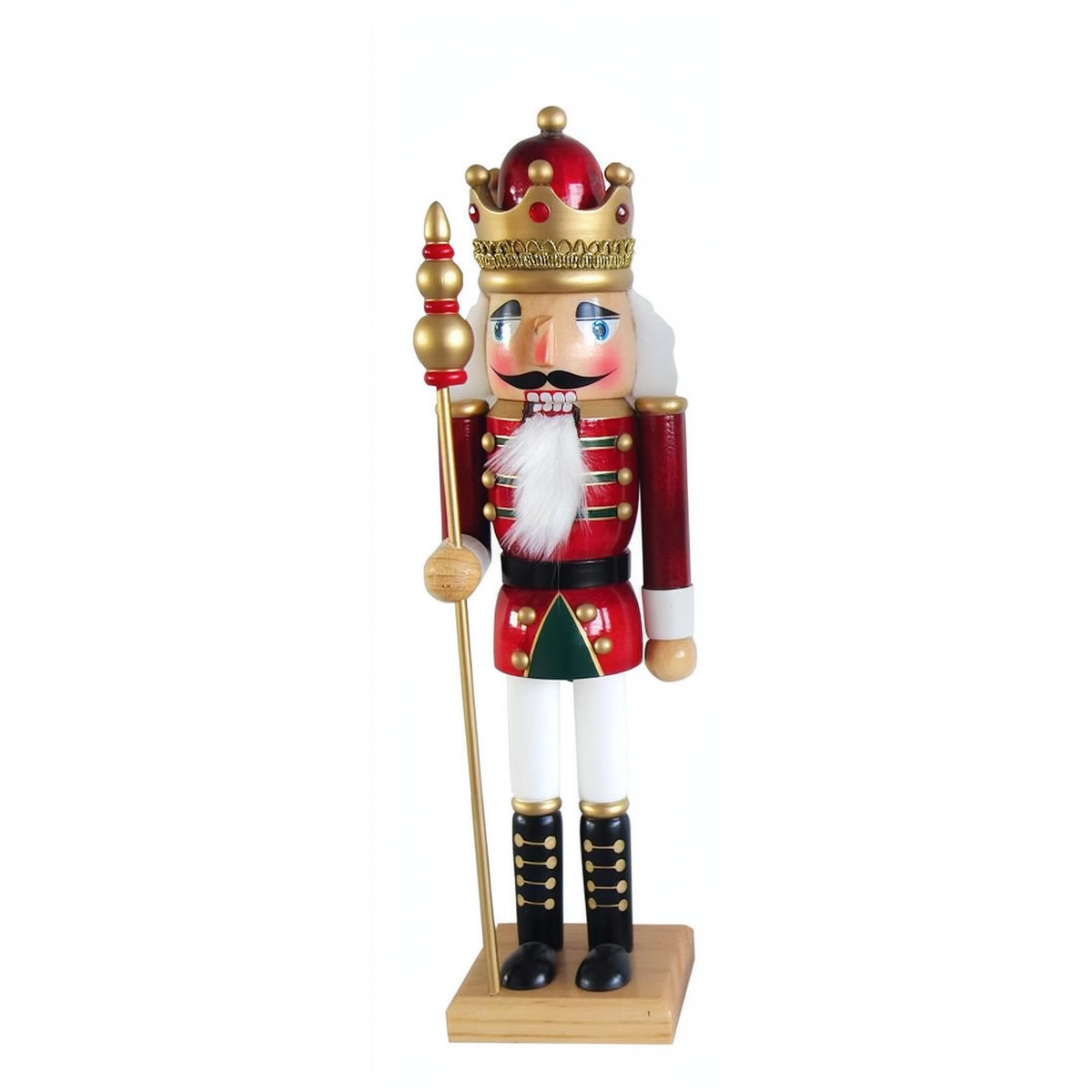 15-inch Royal King wooden nutcracker figure in a red uniform