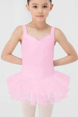 Girls tutu skirted leotard dress with bow and layered tulle