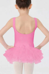 Girl's tutu skirted leotard dress with bow and layered tulle