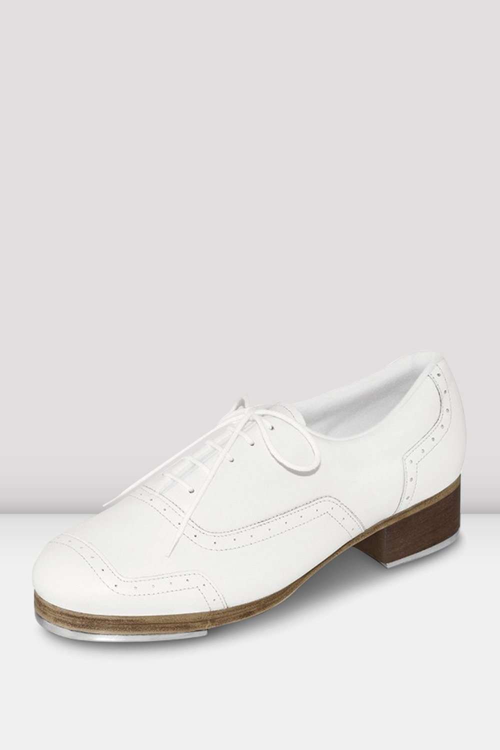 Jason Samuels Smith ladies white leather tap shoe with stacked heel