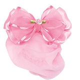 Satin Sheer Bow Snood Hair Accessories Dasha Designs Pink 