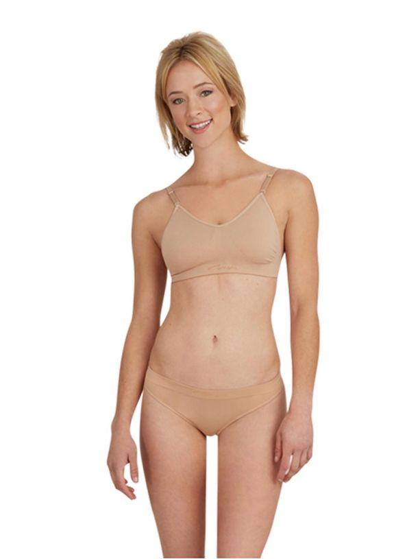 Seamless Clear Back Adult Bra Undergarments Capezio Adult XS Nude 